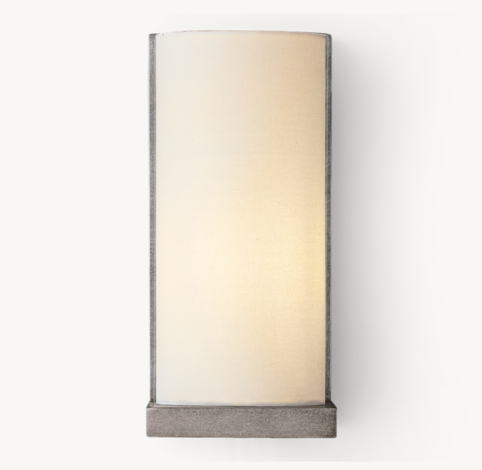 Front view of Clementine Ledge Sconce With Shade - Antiqued Pewter 