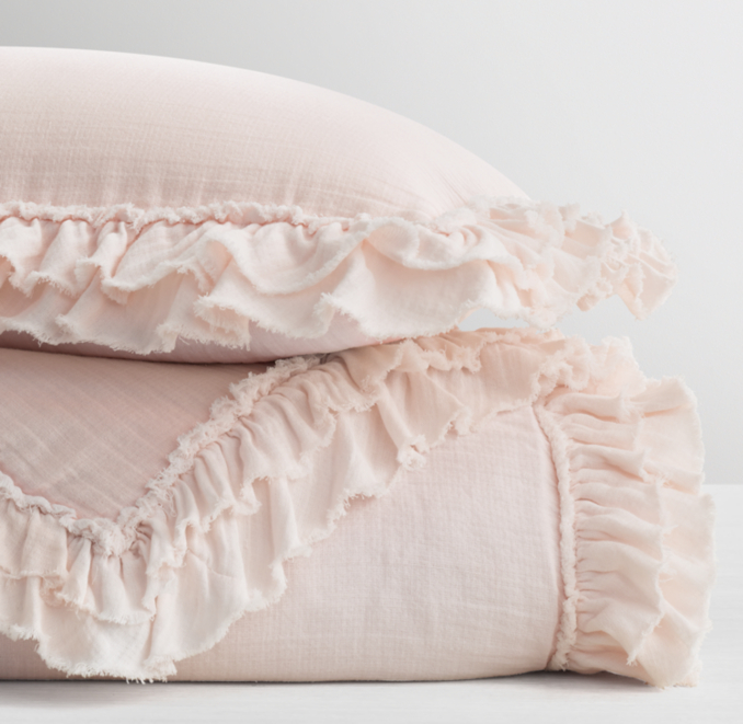Front Stacked view of Ruffled Washed Cotton Gauze Toddler Quilt 