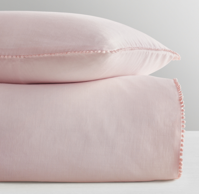 Front Stacked view of Petite Pom-Pom Linen-Cotton Sham 
