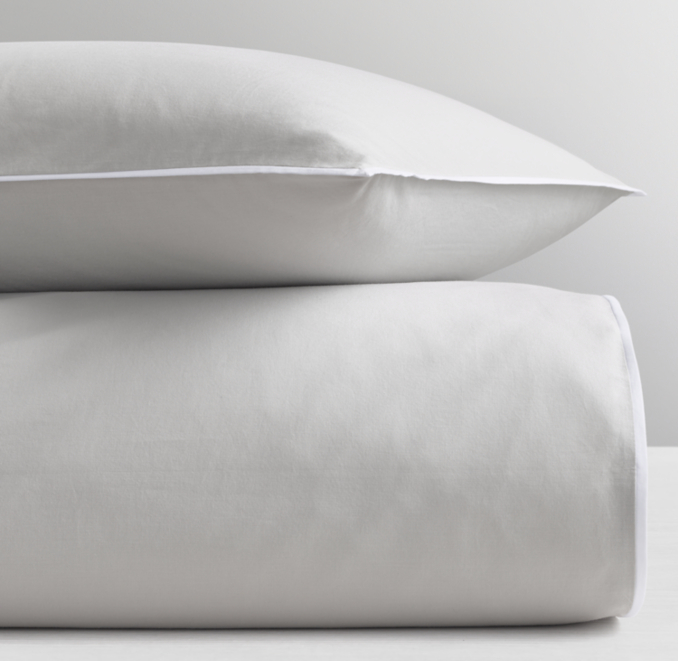Front Stacked view of Petite Frame Vintage-Washed Percale Duvet Cover 