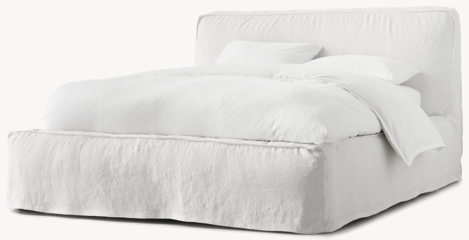 Three Quarter view of Brook Slipcovered Platform Bed 