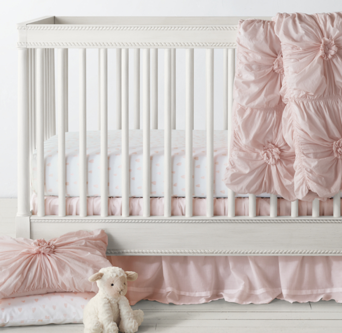 Gathered Knot & Watercolor Hearts Nursery Bedding Collection