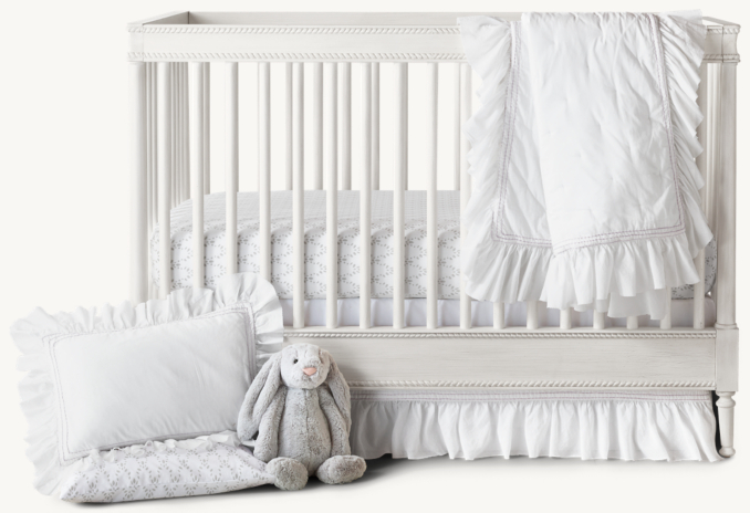 Front view of Ruffled Voile & Petite Trellis Nursery Bedding Collection 
