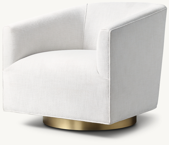 Three Quarter view of 1950S Italian Shelter Arm Swivel Glider - Brass Base 