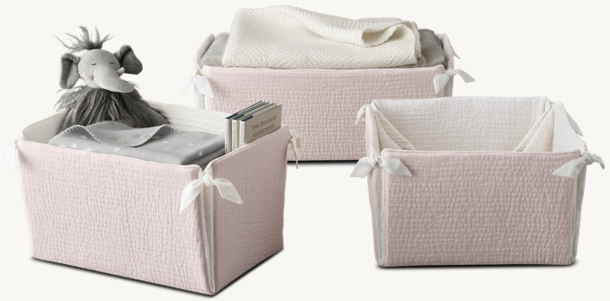 Front view of Quilted Channel-Stitched Storage Basket 