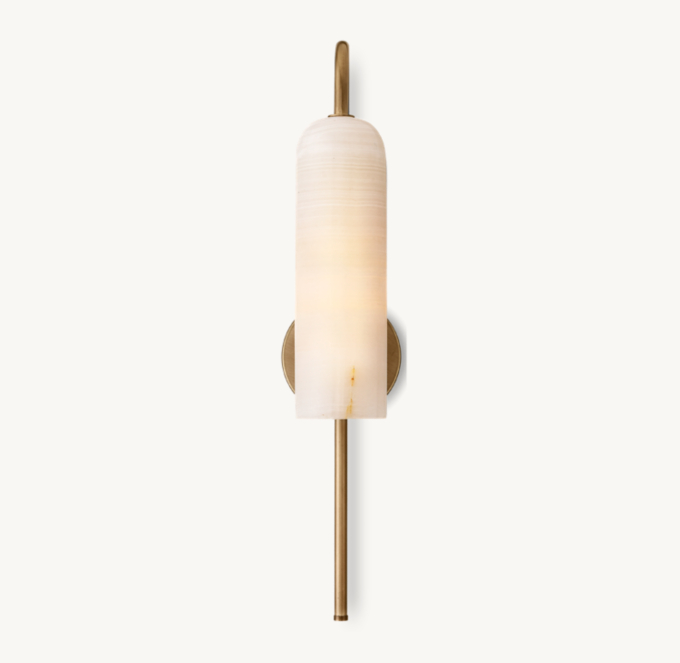 Alabaster Arc Sconce - Brass