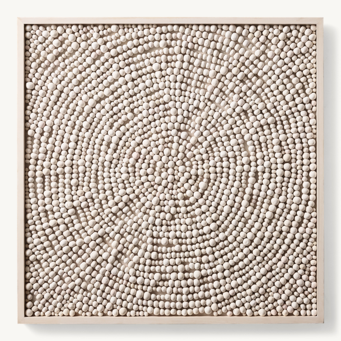 Front view of Handcrafted Clay Bead Mandala Art - Natural 