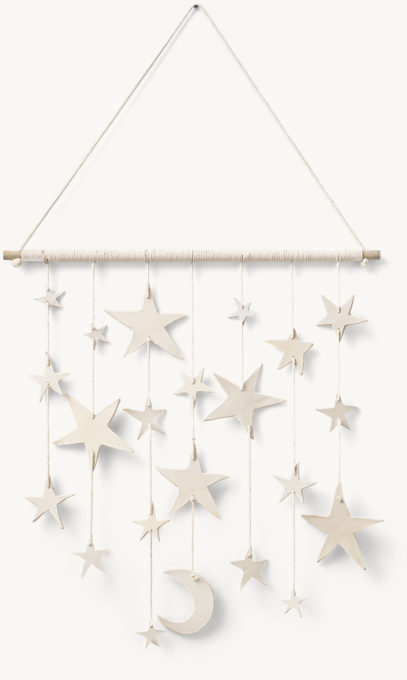 Handcrafted Clay Moon &#38; Stars Wall Hanging