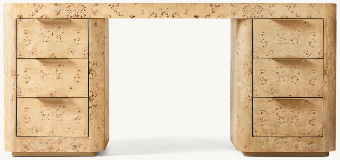Front view of Bardot Burl Storage Desk 
