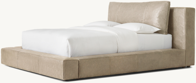 Three Quarter view of Cloud Leather Platform Bed 