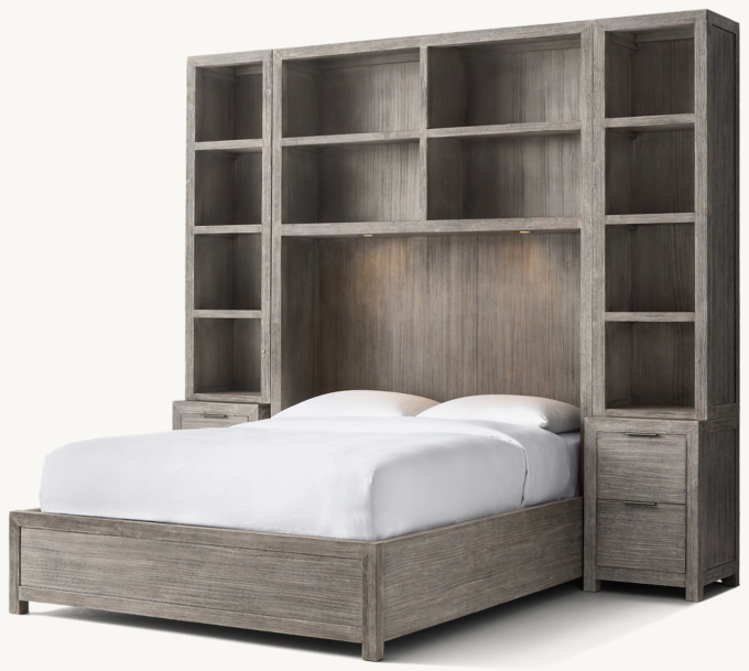 Laguna Bed With Cubby Headboard & Nightstand Towers Set