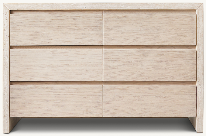 Front view of Piera Italian Travertine-Wrapped Dresser 
