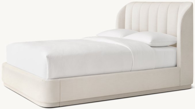 Three Quarter view of Valentina Upholstered Platform Bed With Plinth Base 