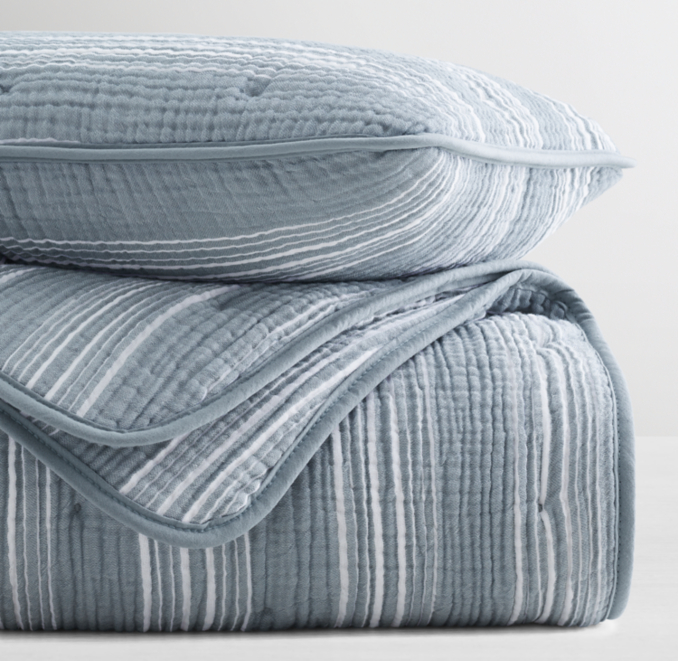 Featherlight Stripe Cotton Gauze Toddler Quilt | RH Baby & Child