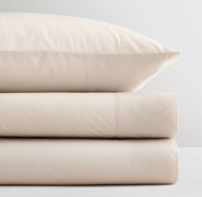 Front Stacked view of Vintage-Washed Organic Percale Crib Fitted Sheet  