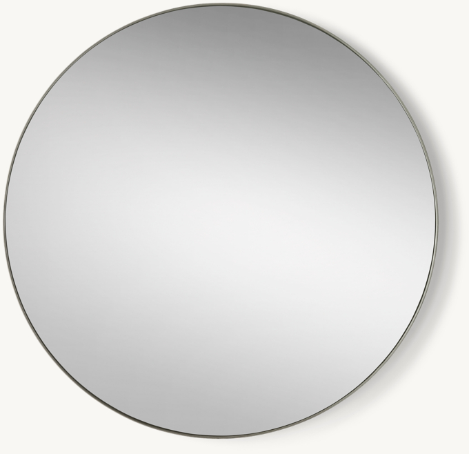 Metal-Wrapped Inset Extra-Large Round Mirror - Aged Steel