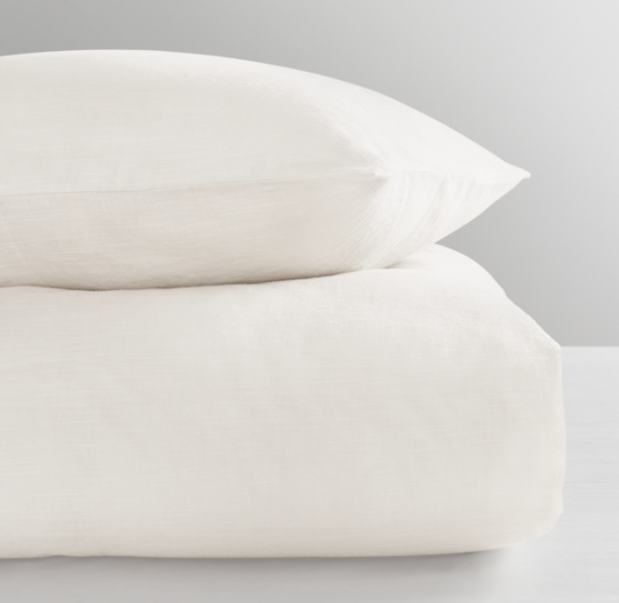 Front Stacked view of Washed Linen-Cotton Duvet Cover 