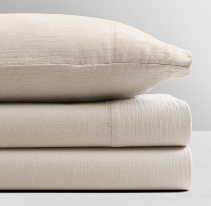 Front Stacked view of Washed Cotton Gauze Sheet Set 