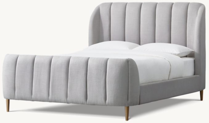 Three Quarter view of Valentina Upholstered Bed - Brass 