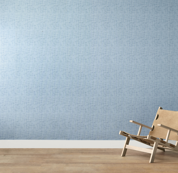 Abstract Grasscloth Wallpaper - Ocean | RH TEEN
