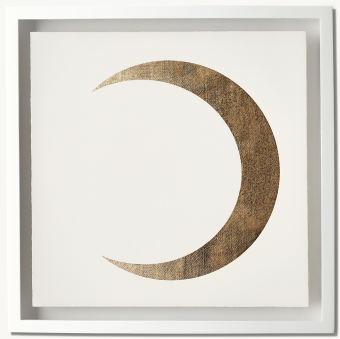 Front view of Gilt Moon Phase Art - Crescent Moon 