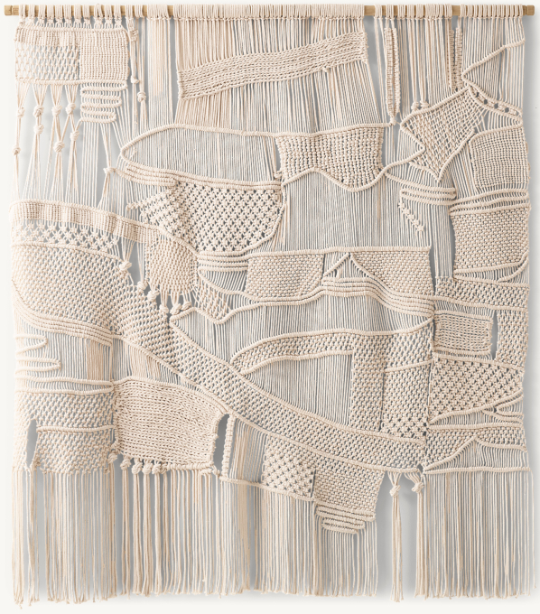 Hand-Knotted Abstract Macramé Tapestry