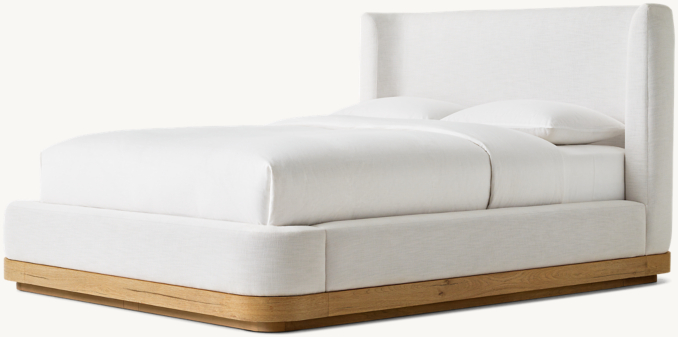 Three Quarter view of Oslo Shelter Upholstered Platform Bed 