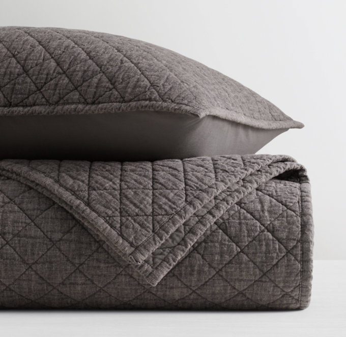 Front Stacked view of Washed Chambray Diamond Boudoir Sham  