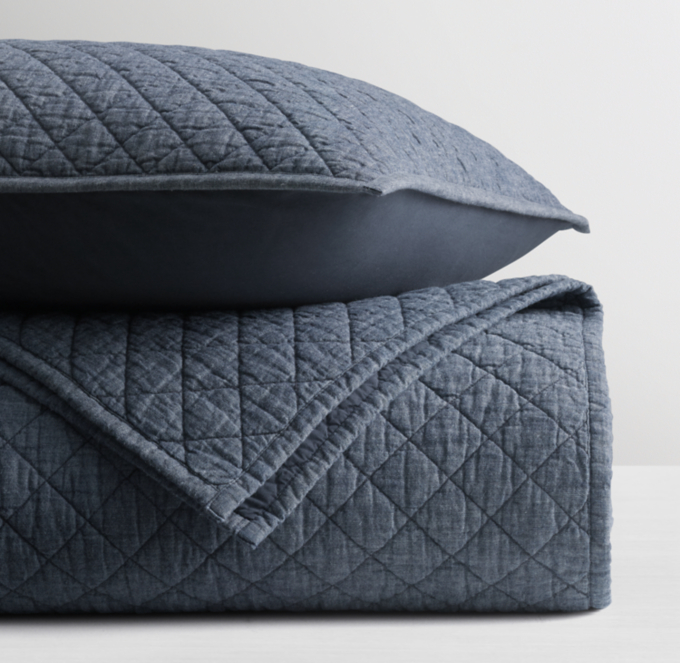 Front Stacked view of Chambray Diamond Sham  