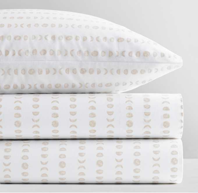 Watercolor Moon Phases Organic Cotton Pillowcase 