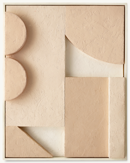 Front view of Cubist Relief Wall Art 2 - Natural 