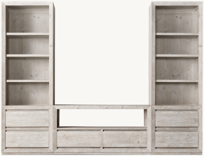 Callum Media Wall Set with Tall Media Bookcase Towers