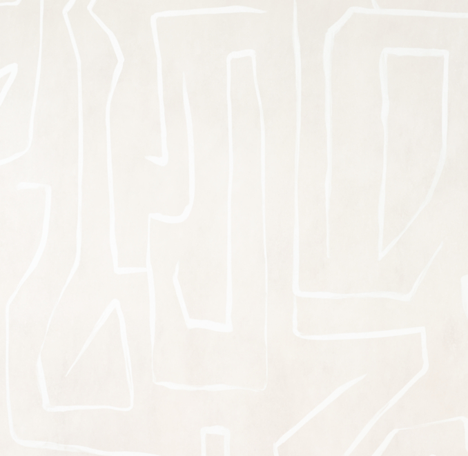 Front view of Abstract Maze Wallpaper Mural Swatch - Oatmeal 