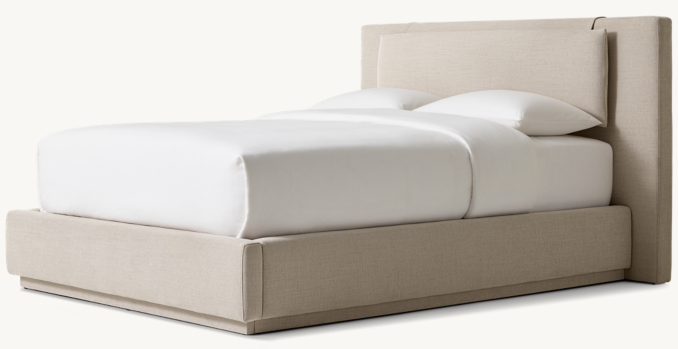 Three Quarter view of Dempsey Upholstered Panel Bed 