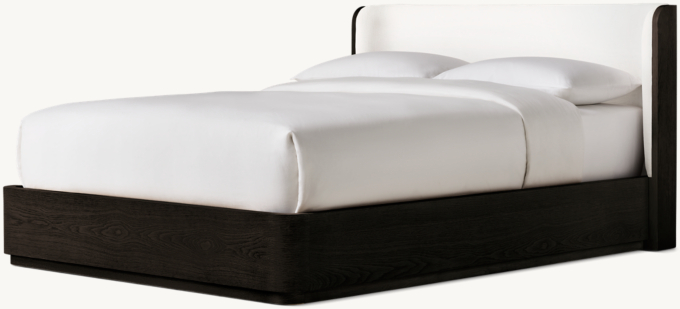 Three Quarter view of Olin Wood Bed - Queen - Black Oak 