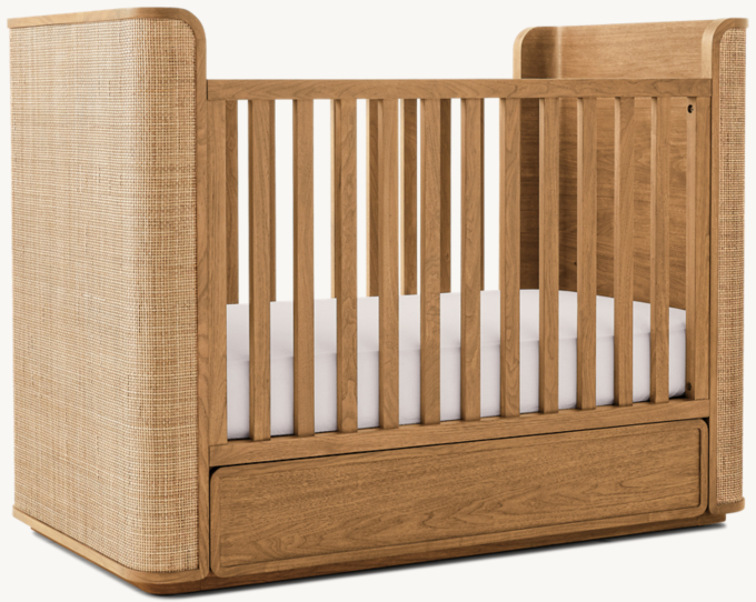 Three Quarter view of Santiago Cane Panel Crib 