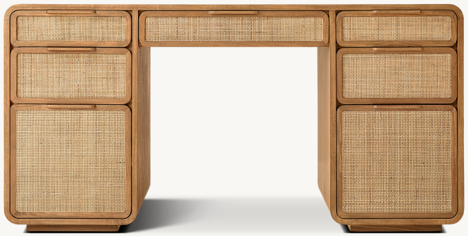 Front view of Santiago Cane Storage Desk 