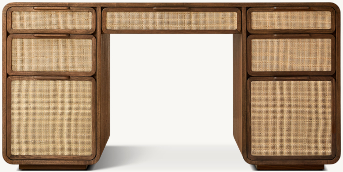 Front view of Santiago Cane Storage Desk 