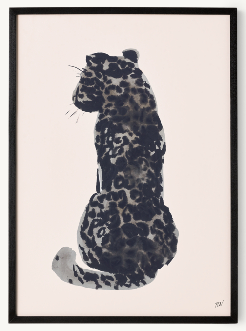 Front view of Watercolor Panther Art - Back 