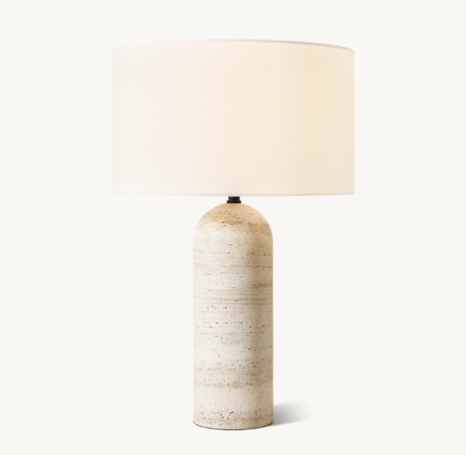 Front view of Alwyn Stone Column Table Lamp 