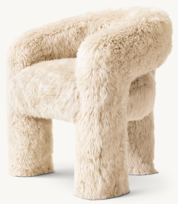 Three Quarter view of Ines Open-Back Sheepskin Desk Chair 