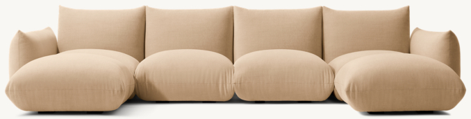 Front view of Ryker Modular 6-Piece U-Chaise Sofa-Chaise Sectional 