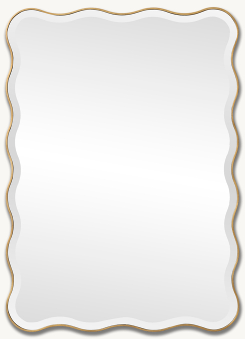 Scalloped Dresser Mirror - Brass