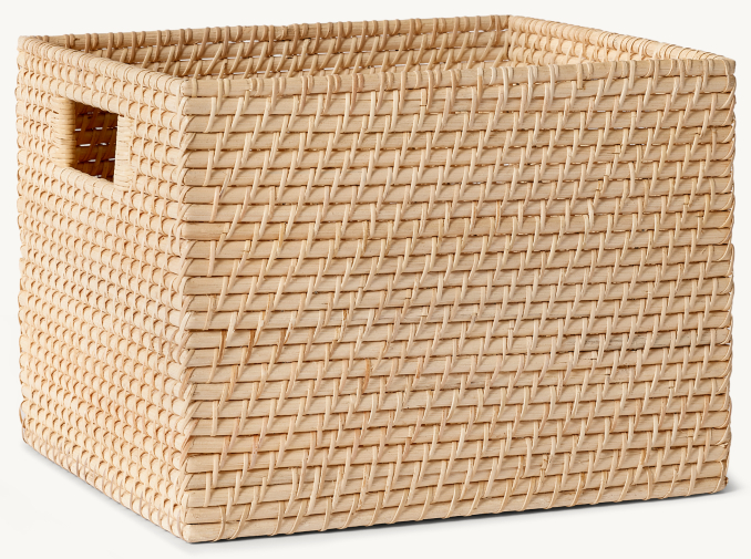 WOVEN RATTAN STORAGE RECTANGULAR BASKET