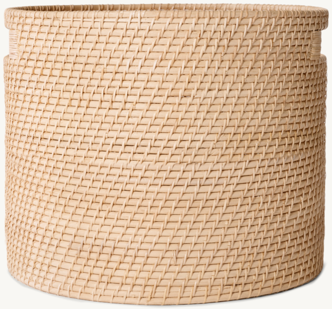 WOVEN RATTAN STORAGE ROUND BASKET
