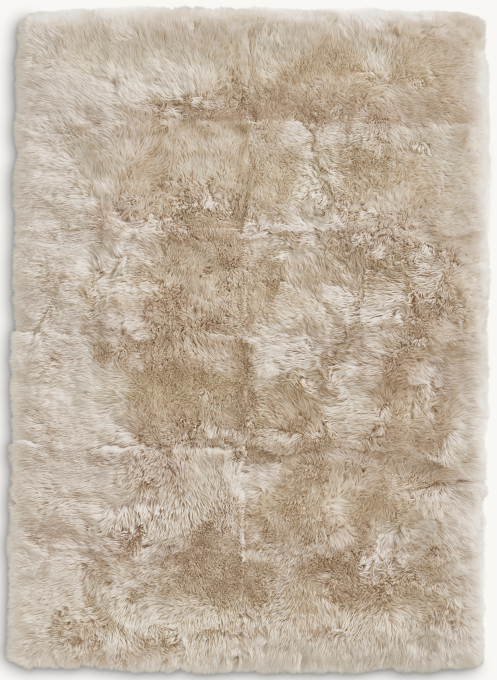 Overhead view of Luxe Sheepskin Rug shown in Linen