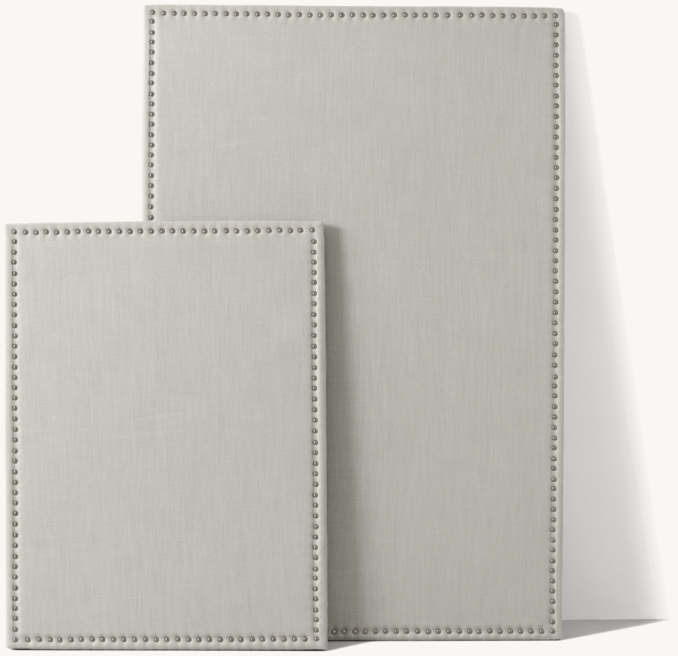 Front view of Classic Tack Linen Memory Board With Pewter Nailheads shown in Dove - Both Sizes