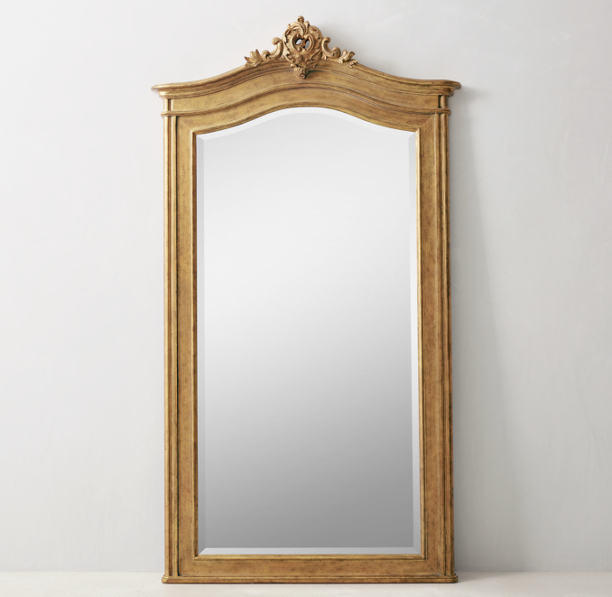 Carved Acanthus Leaner Mirror Gilt RH TEEN