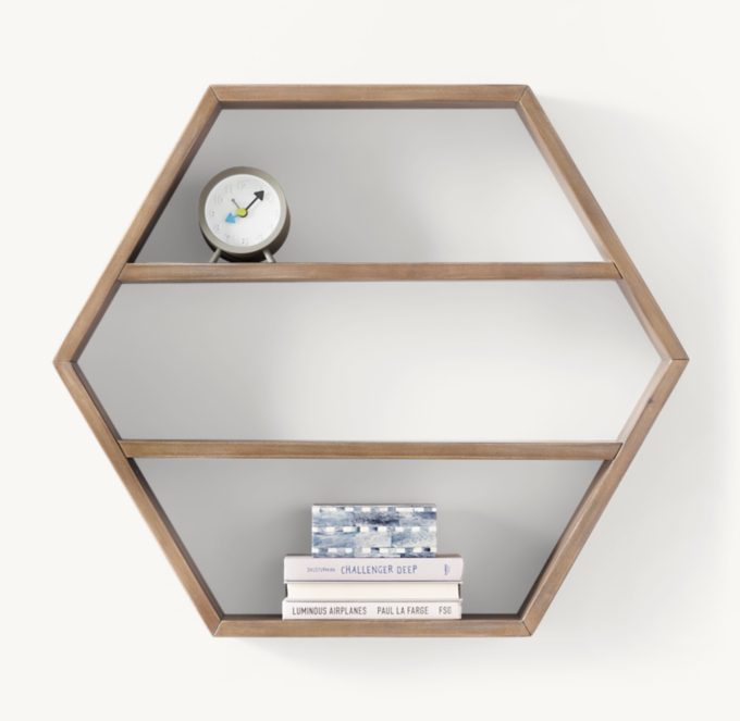 Hexagonal Wood Curio Shelf - Natural