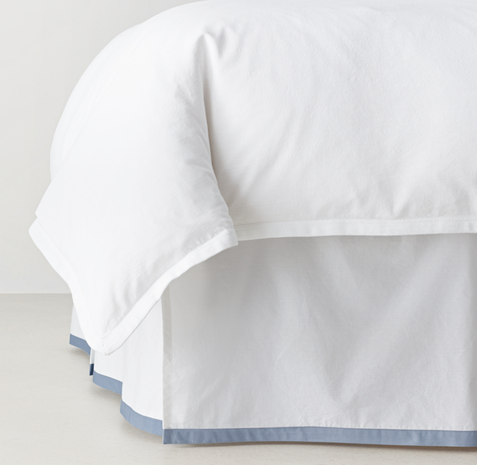 Front view of Edged Border Bed Skirt shown in French Blue